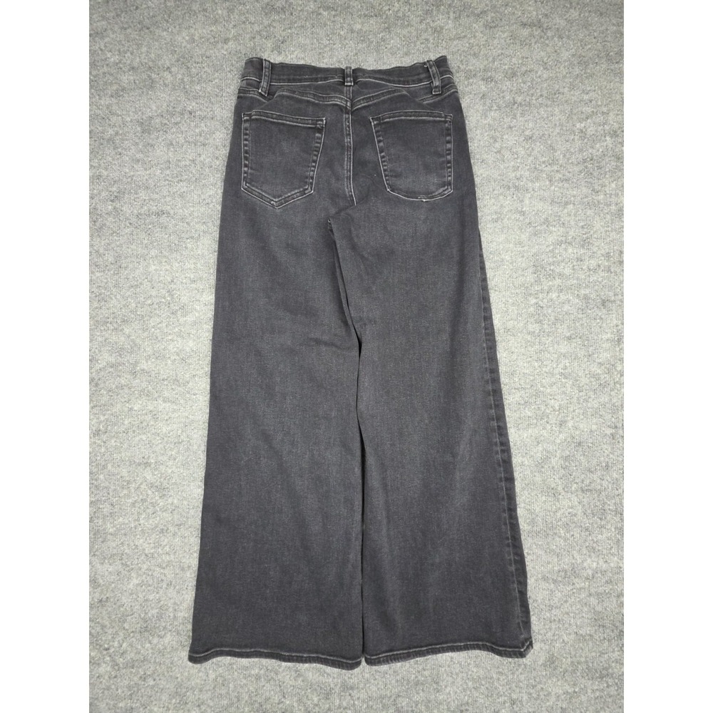 FRAME Le Slim Palazzo Jeans Women's Fits 28 x 29 Black "Destroyer" Wide Leg - Picture 2 of 14
